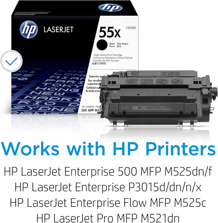 HP 55X (CE255X) Schwarz Original Toner mit hoher Reichweite für HP Laserjet Enterprise P3015, M525,