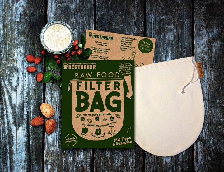 Nussmilchbeutel Baumwolle 24 x 27 cm – handgefertigt – Eco Nut Milk Bag – Filterbeutel für Mandelmil
