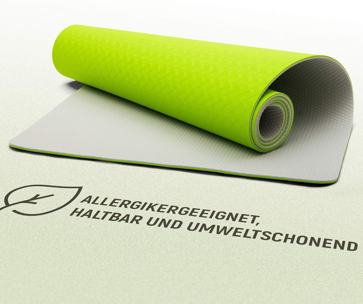 NEOLYMP Yogamatte rutschfest mit Tragegurt und Übungen - leichte Yogamatte dünn, umweltfreundliche G