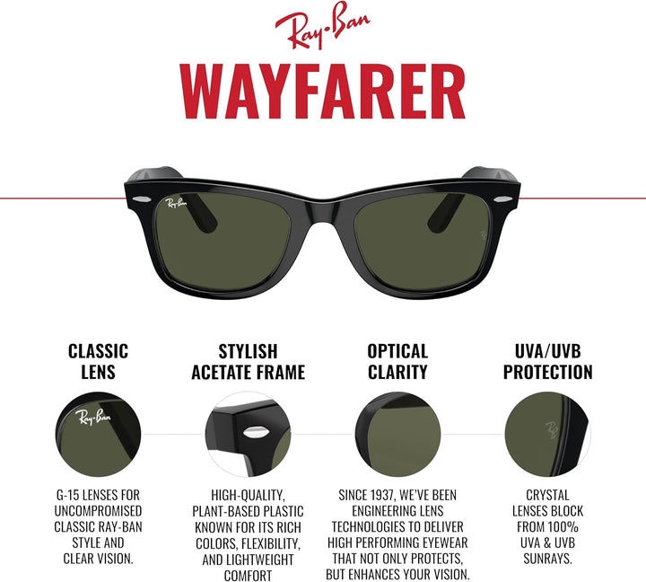 Ray-Ban RB2140 901 54 Rayban RB2140 901 54 Wayfarer Sonnenbrille 54, Schwarz
