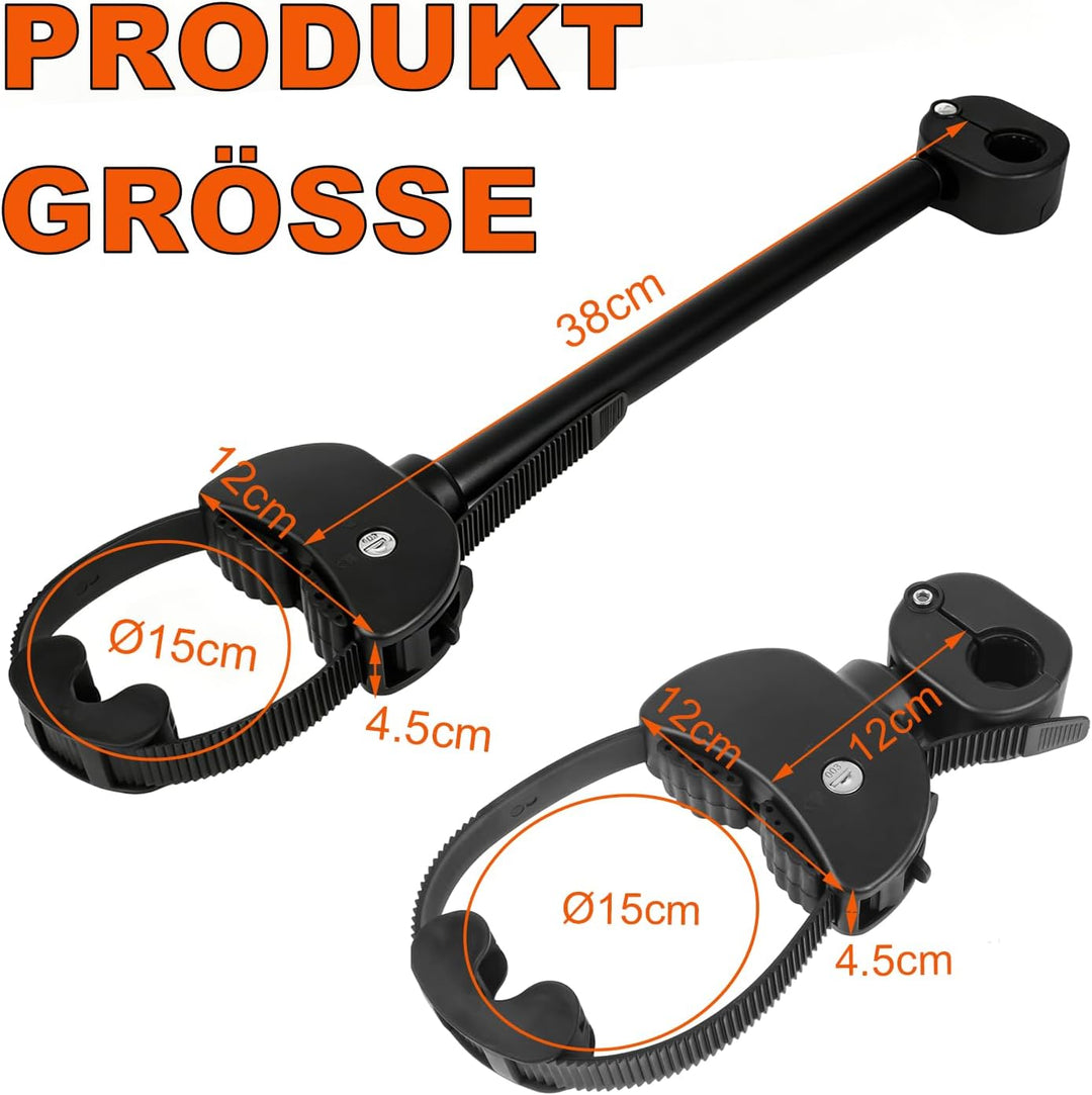 TEOV 2 Stück Rahmenhalter für Fahrradträger Länge 12CM+42CM, Verstellbarer Strap-Rahmenhalter für E-