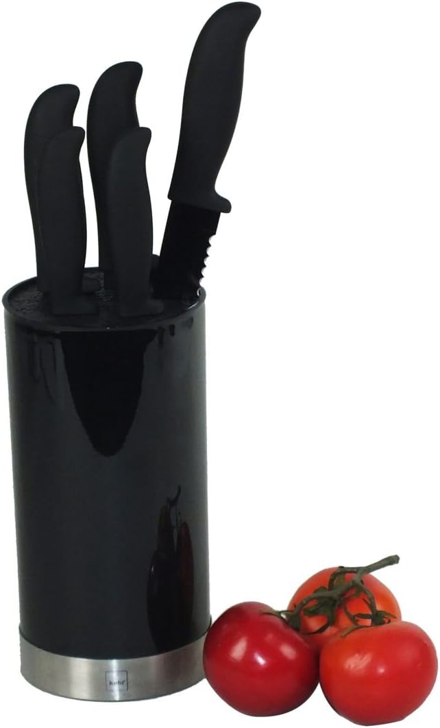 Kela 11287 Messerblock mit Einsatz und 5 antihaftbeschichteten Messern, 11 cm Durchmesser, Höhe: 22,