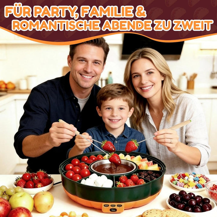 Schokofondue Elektrisch-Set 1000 ml mit 3 Temperaturniveaus 6 Fondue-Gabeln | Temperiergerät zum Sch