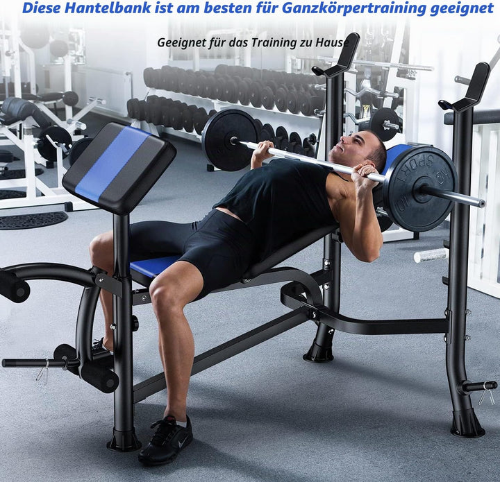 WINNOW Verstellbare Hantelbank mit Beinstrecker und Preacher Curl Heimtraining Fitnessstudio Gewicht