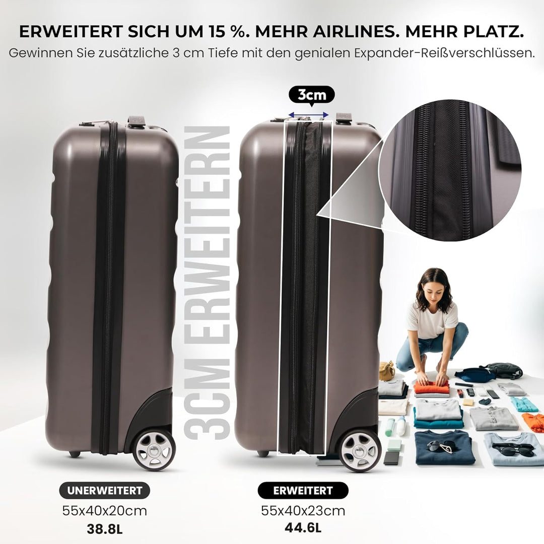 Aerolite Ryanair Reisekoffer mit 2 Rädern, maximale Zulassung, 40 l, Hartschale, 55 x 40 x 20 cm, au