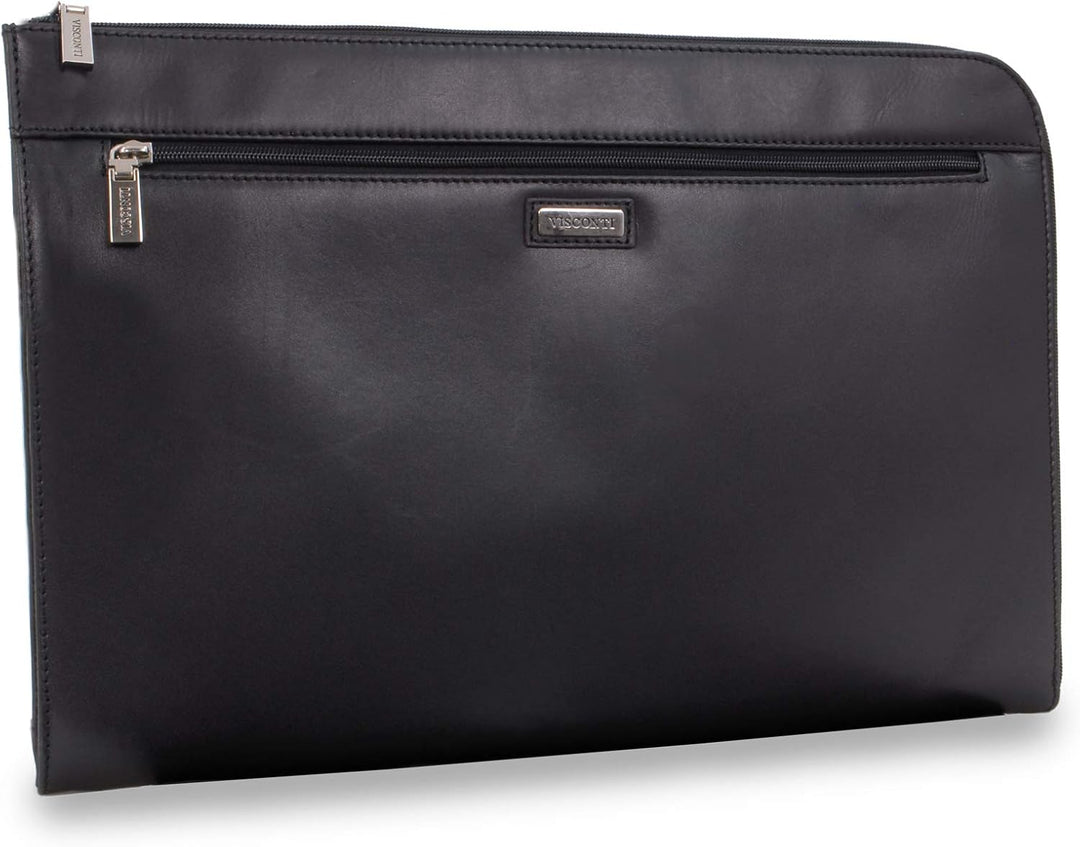 VISCONTI - Leder - A4 Reissverschluss Konferenzmappe Schreibmappe - BOND - (18238) - Schwarz, Schwar