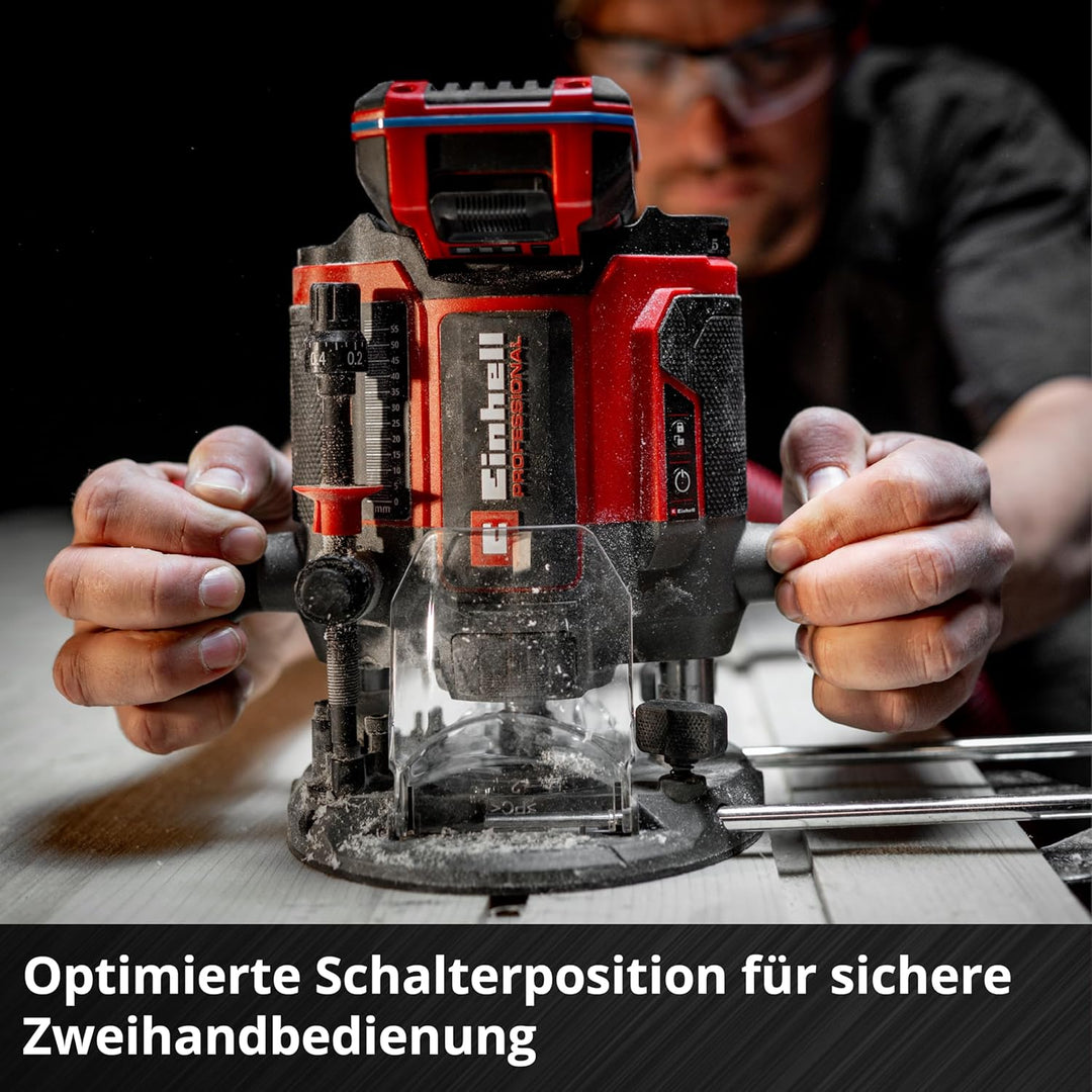 Einhell Professional Akku-Oberfräse TP-RO 18/55 Li BL - Solo Power X-Change (18 V, Hubhöhe 55 mm, Br