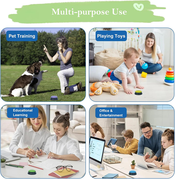 Gelabur Set von 4-Hundetasten für Kommunikation, Voice Recordable Tasten für Klassenzimmer, Hundetra