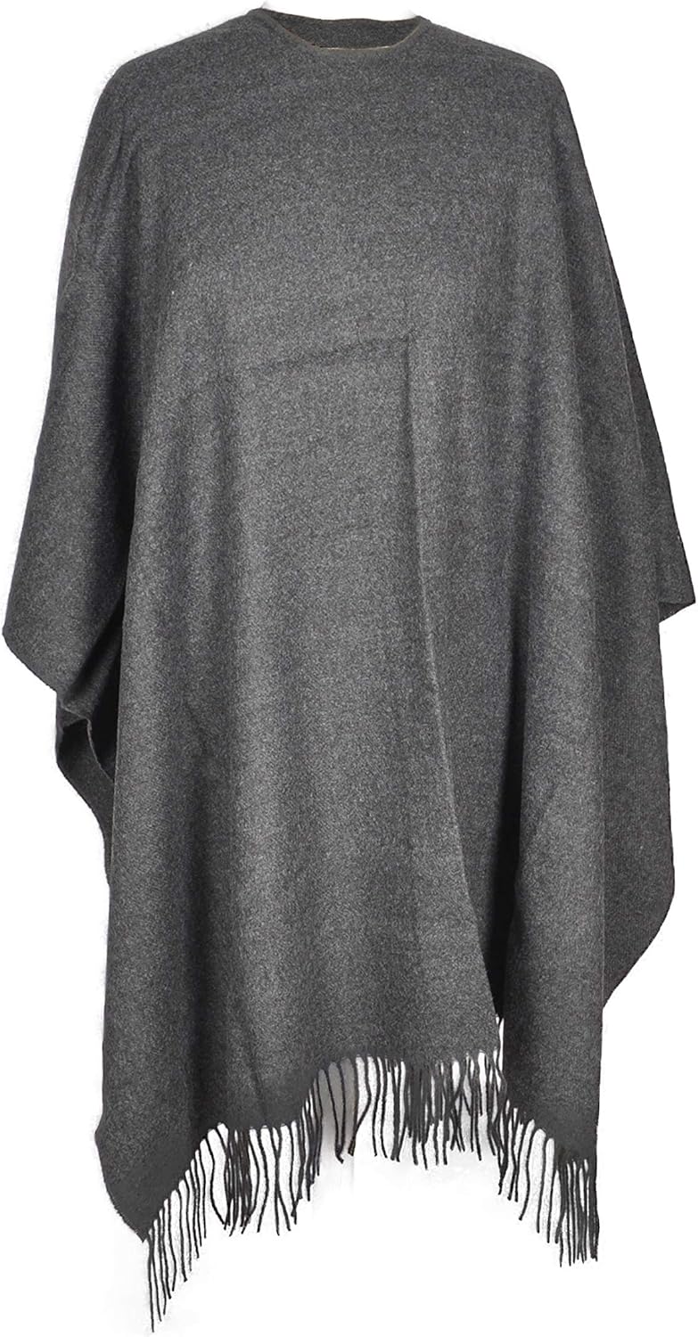 Toutacoo, Grosser Poncho mit Fransen - Damen - 02-grau, 02-grau