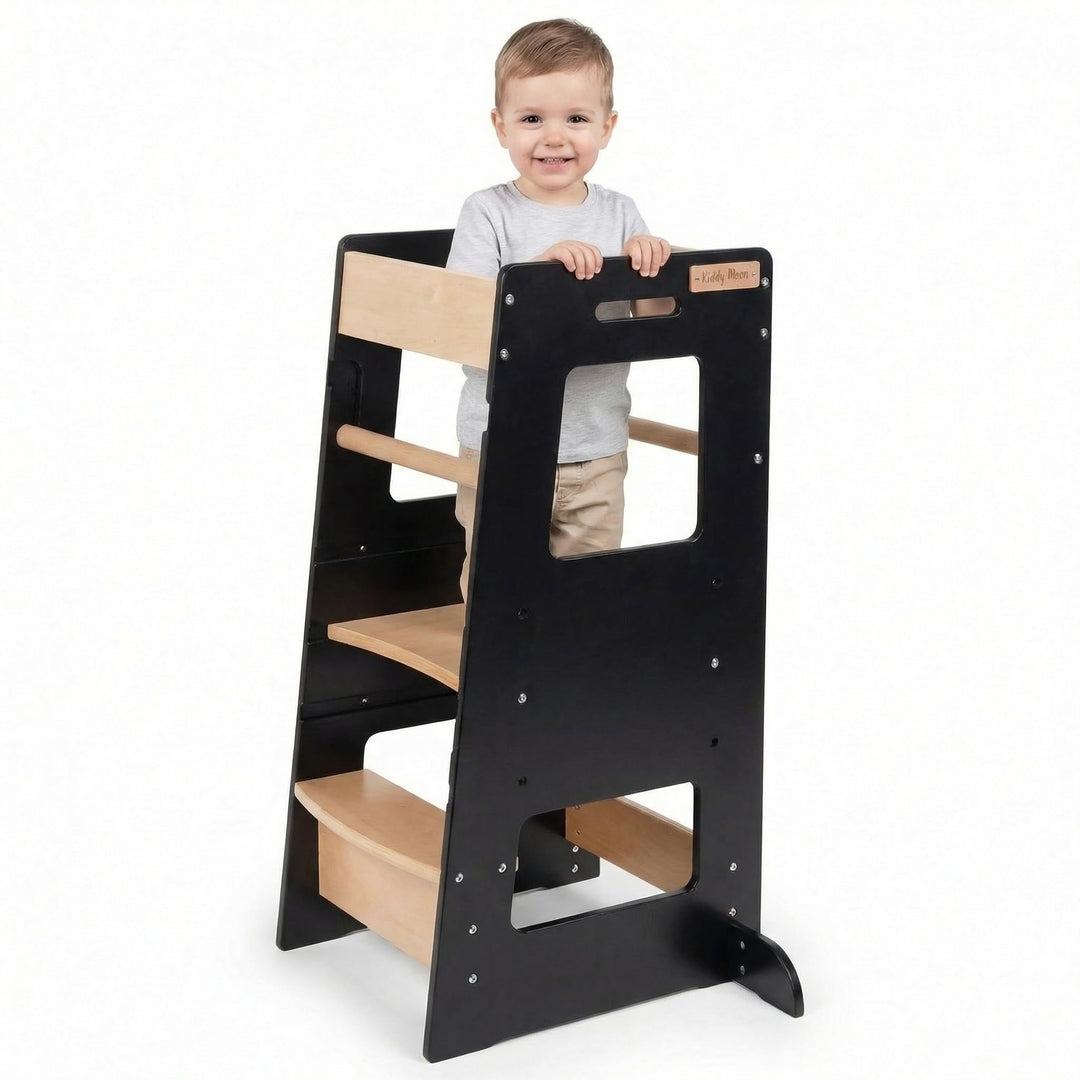 KiddyMoon Lernturm Für Kinder Ab 1 Jahr, Anti Kipp Schutz, Höhenverstellbar (3-Stufiger), Montessori