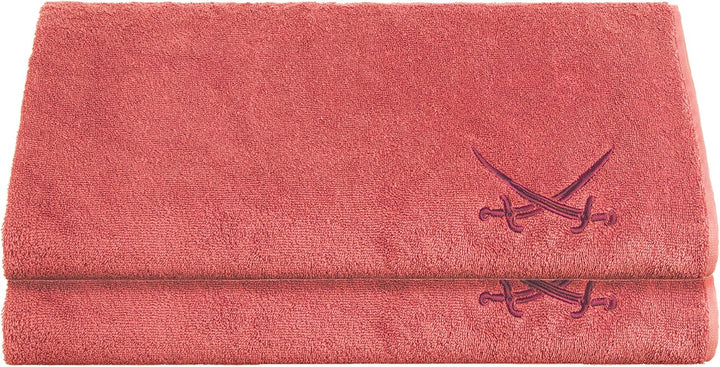 Sansibar Duschtuch 2er Set 70x140 cm 100% Baumwolle mit gesticktem Säbel Logo Badtuch Handtuch Coral