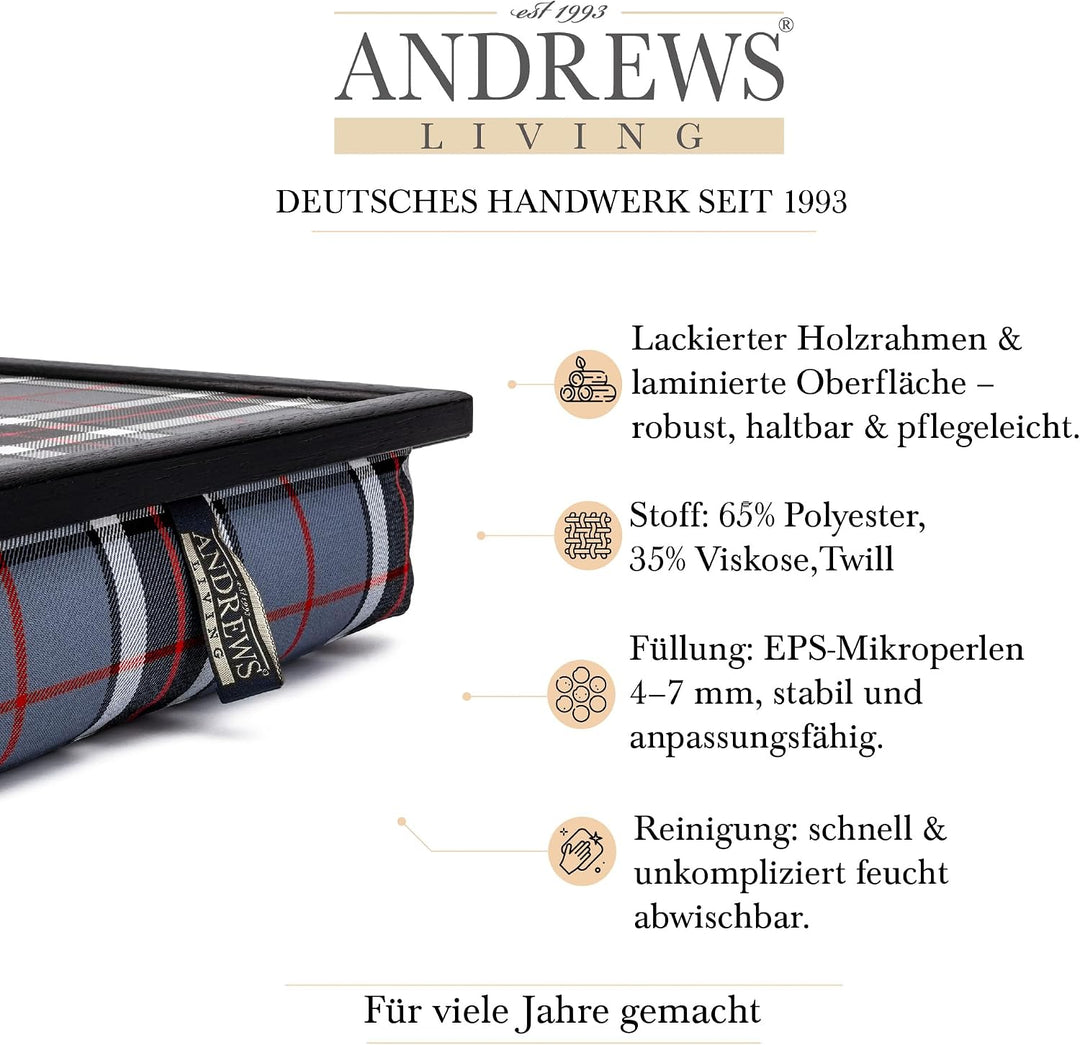 Kariertes Knietablett: Allover-Schottenkaro (Thomson Grey) Thomson Grey 1 Stück (1er Pack), Thomson