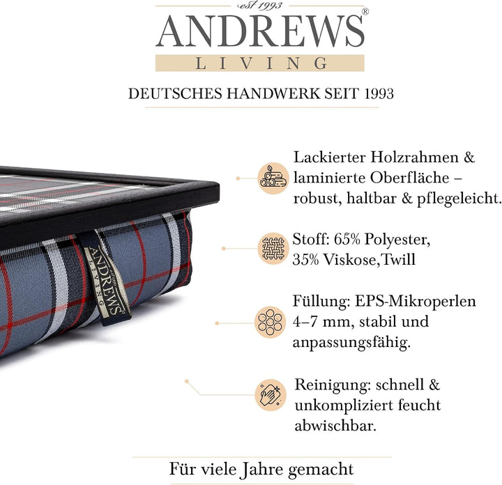 Kariertes Knietablett: Allover-Schottenkaro (Thomson Grey) Thomson Grey 1 Stück (1er Pack), Thomson