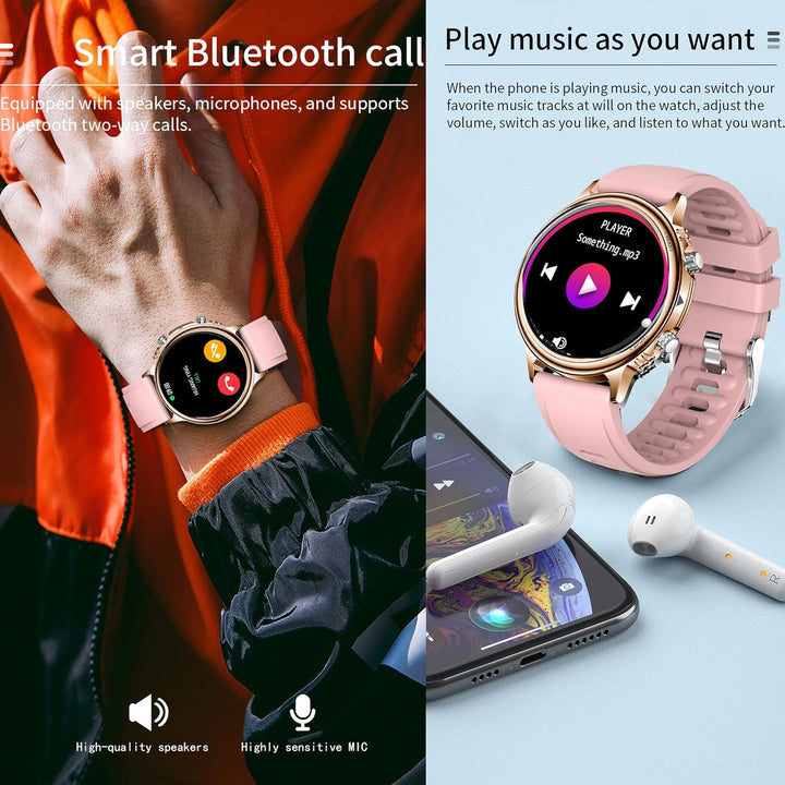 ZPIMY Smartwatch Damen Herren, Smart Watch mit Telefonfunktion 1.32" Zoll Touchscreen Fitness Tracke