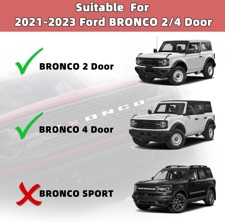 Emblem Logo Bronco LED-Licht für Ford Bronco 2021 2022 2023 2/4 Tür Kühlergrill Emblem Gelb (Nur SUV