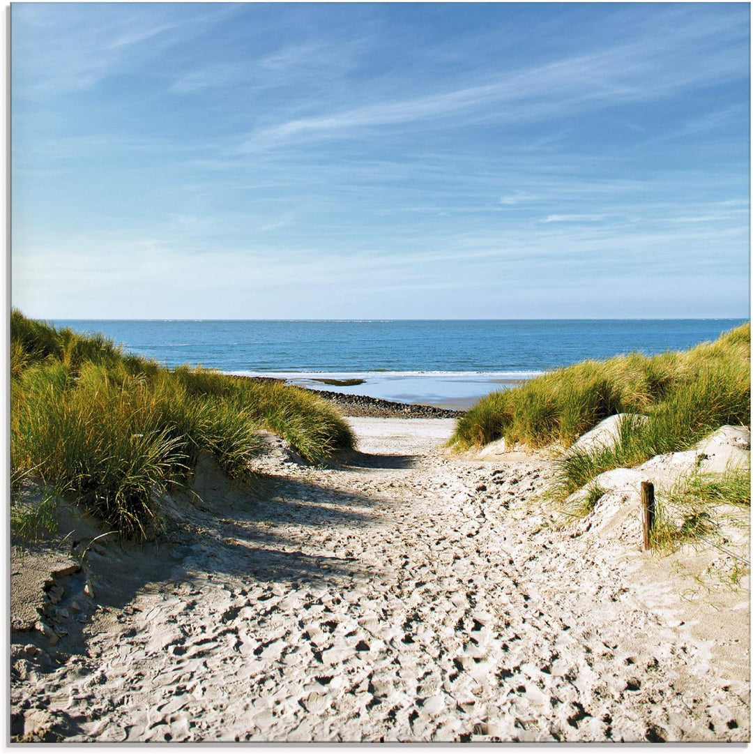ARTland Glasbilder Wandbild Glas Bild einteilig 50x50 cm Quadratisch Strand Meer Küste Nordsee Sand