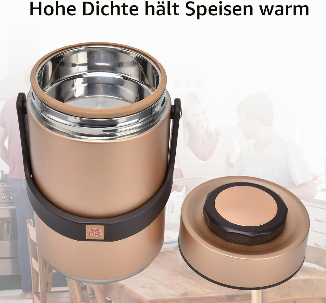 Bento Boxen, 2300ml 3 stufiger Lebensmittelbehälter vakuumisolierter Lunch Thermosbehälter aus Edels