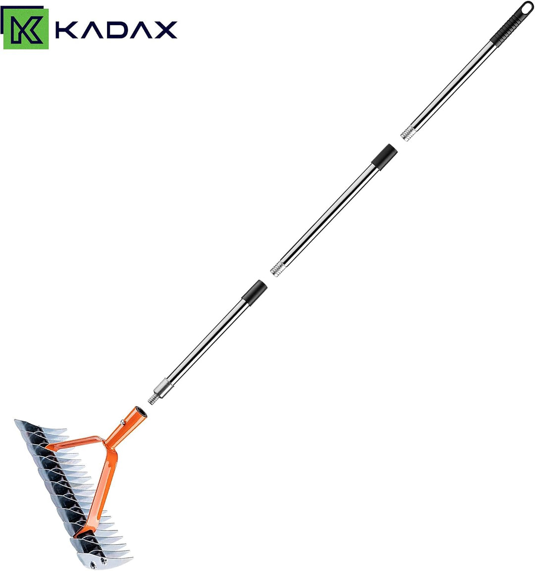 KADAX Handvertikutierer 35 x 137 cm, manueller Rasenlüfter mit langem Aluminiumstiel, Vertikutierrec