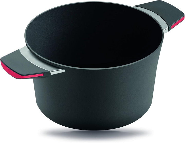 Guss-Kochtopf 2.5l/4.0l Volumen, 20/24cm, fettfrei (Rot, 24cm Ceran/Gas mit Glasdeckel) 24cm Ceran/G