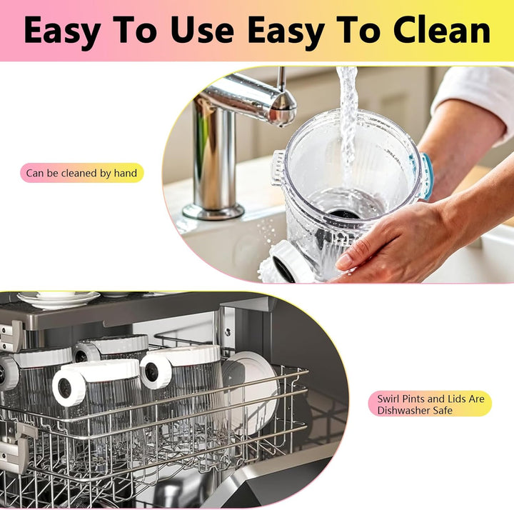 4 Stück Behälter Kompatibel mit Ninja Swirl Creami NC700 NC701EU Serie, 480ML Eiscreme Behälte mit D