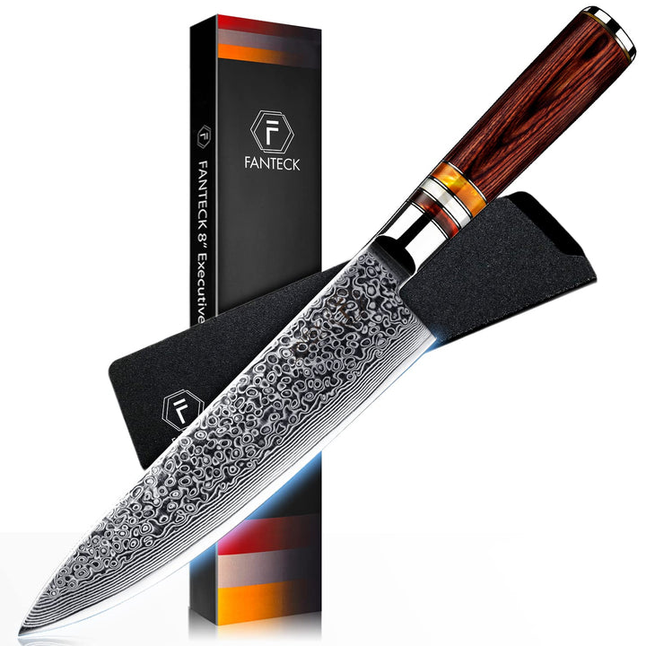 Damastmesser 20cm, FANTECK Scharf Küchenmesser 67 Schichten VG-10 Damaststahl Japanisches Kochmesser