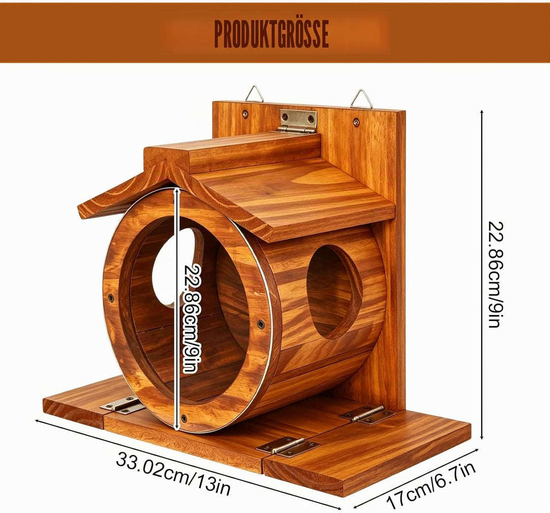 Eichhörnchen Futterhaus Wetterfest Holz, Eichhörnchen Haus Wandmontage mit Transparentem Fenster, Gr