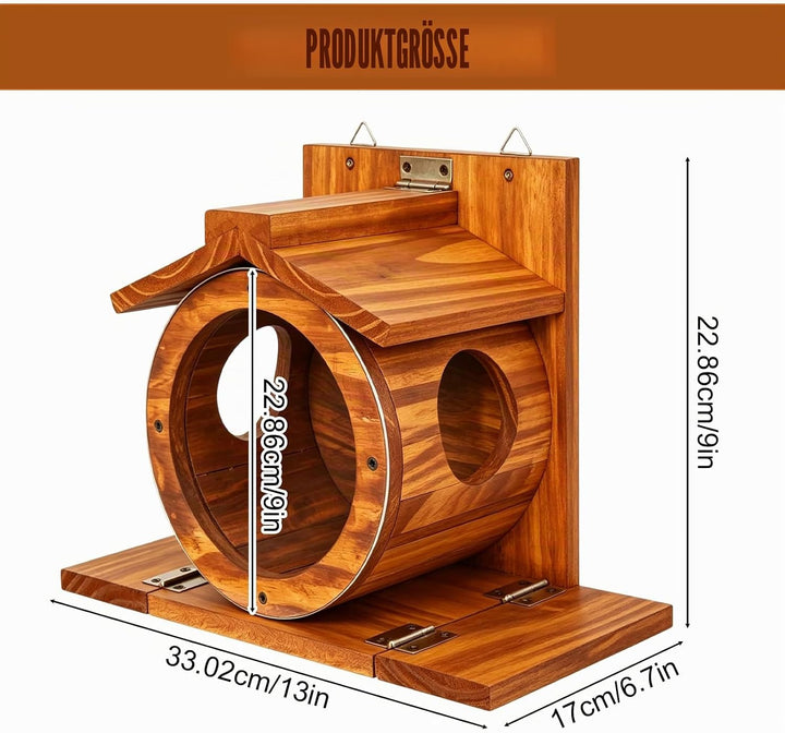 Eichhörnchen Futterhaus Wetterfest Holz, Eichhörnchen Haus Wandmontage mit Transparentem Fenster, Gr