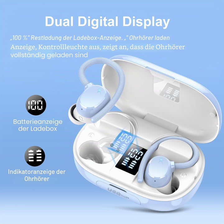 Lekaby Bluetooth Sports Headphones, Wireless Bluetooth 5.3 Headphones with HD Mic, 128 Hours Playtim