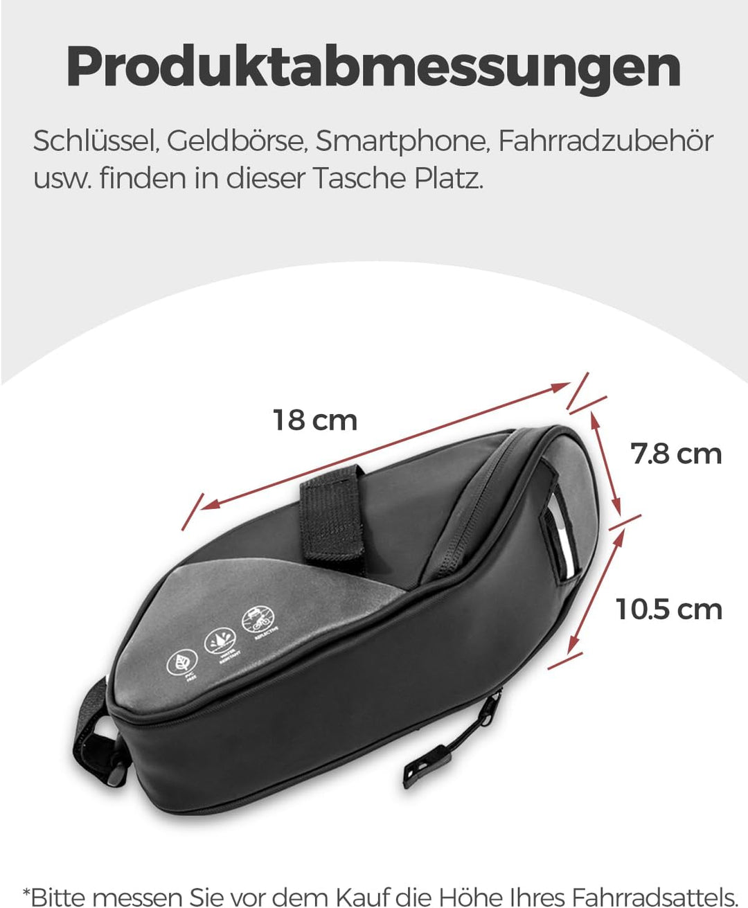 Fahrrad Satteltasche 1L, Wasserabweisende Fahrradtasche mit 3 Netztaschen, Unter dem Sitz Tasche für
