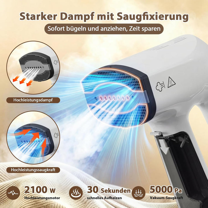Anbull 2-in-1 Steamer Dampfglätter mit Saugfunktion, 5000 Pa Saugleistung