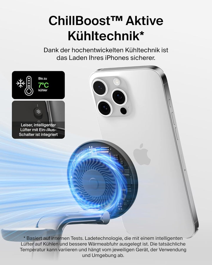 Belkin UltraCharge Pro Qi2.2 Induktive Ladestation, 25W, 3 in 1 Ladegerät MagSafe Kompatibel, Wirele