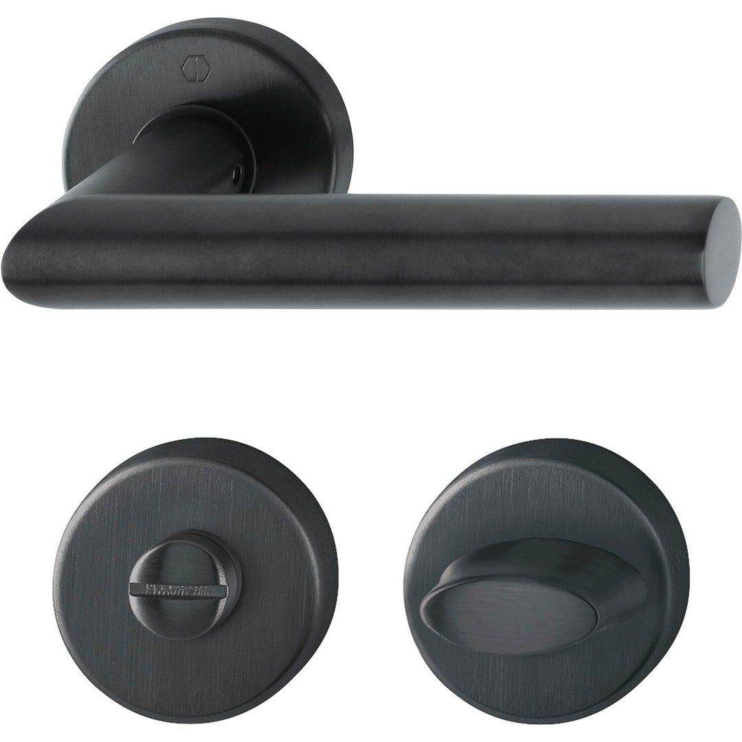 HOPPE 12033224 Drückergarnitur Amsterdam-auf Rosette WC, Edelstahl schwarz matt,, WC