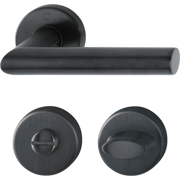 HOPPE 12033224 Drückergarnitur Amsterdam-auf Rosette WC, Edelstahl schwarz matt,, WC