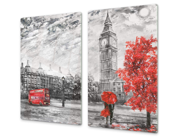 Küchenbrett aus Hartglas und Induktionskochplattenabdeckung – Schneideplatten SINGLE mit 60 x 52 cm