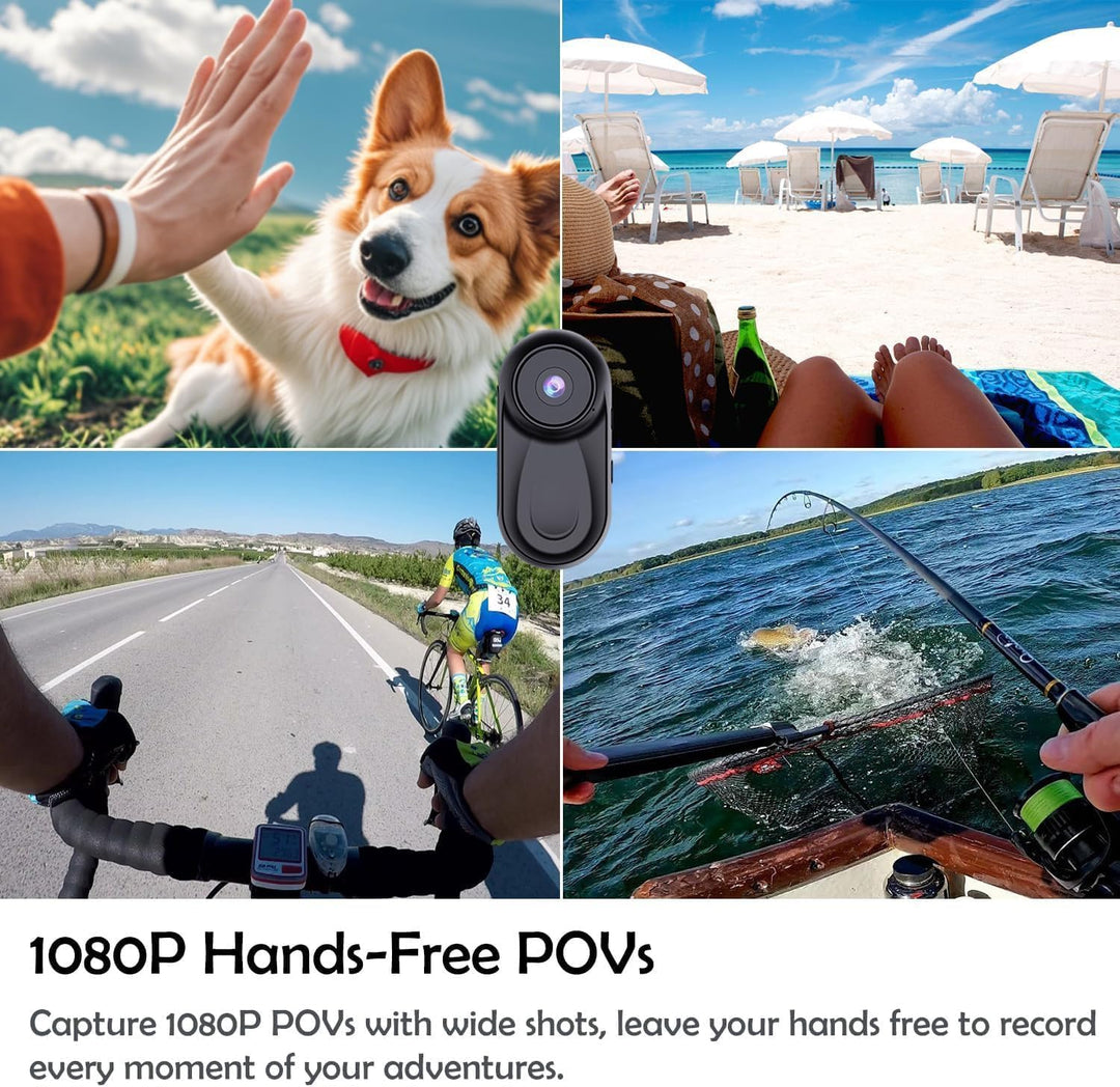 Zeerkeer Magnetische Mini Körperkamera, 64GB TF-Karte, 120°-Weitwinkel, 1080P Action Kamera mit 360°