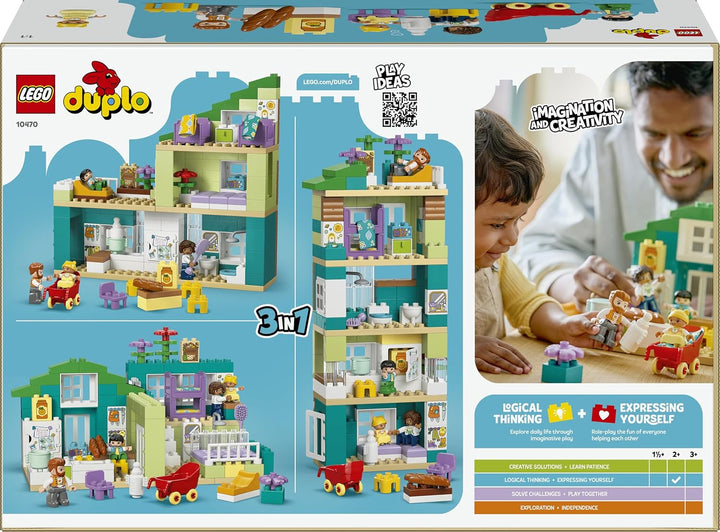 LEGO DUPLO 3-in-1 Modernes Familienhaus mit Figuren - Kleinkinder Lernspielzeug für Feinmotorik - Mo
