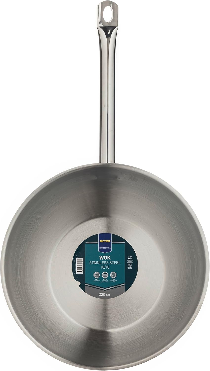 METRO Professional Wok unbeschichtet | Ø 30 cm | Edelstahl | Backofengeeignet bis max. 240 °C | auch