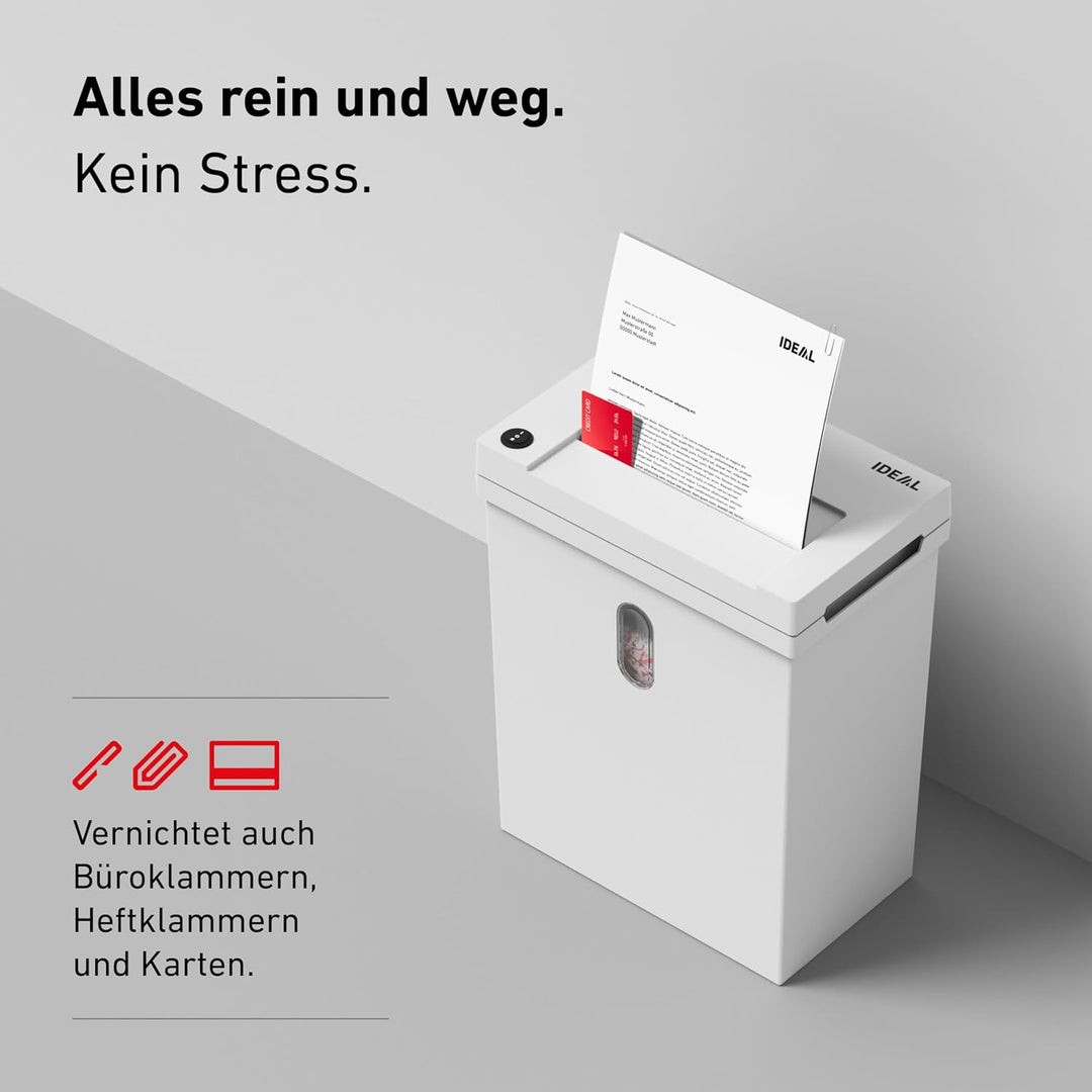 IDEAL Shredcat 8100 CC Aktenvernichter P4, 10–12 Blatt (70–80g/m²), leise, 20L, Partikelschnitt 5×30