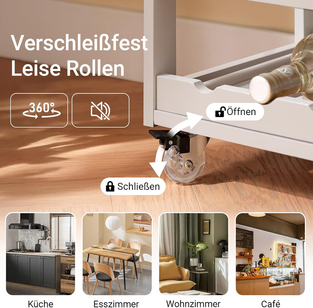 SoBuy Servierwagen mit Flaschenablagen und Schublade Küchenwagen Küchenschrank Rollwagen Küchenrollw
