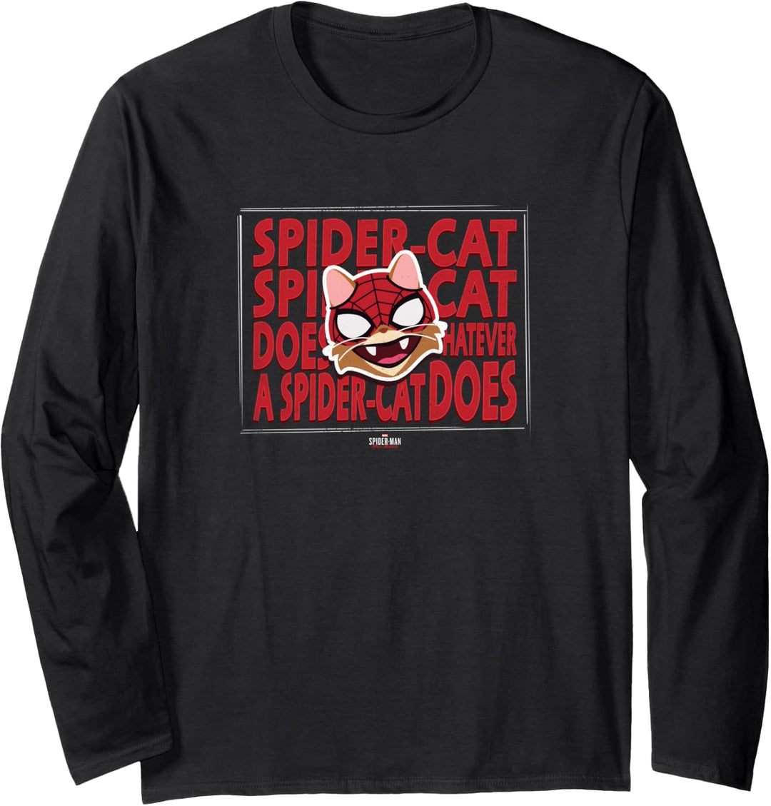 Marvel Spider-Man: Miles Morales Spider-Cat Text Stack Langarmshirt
