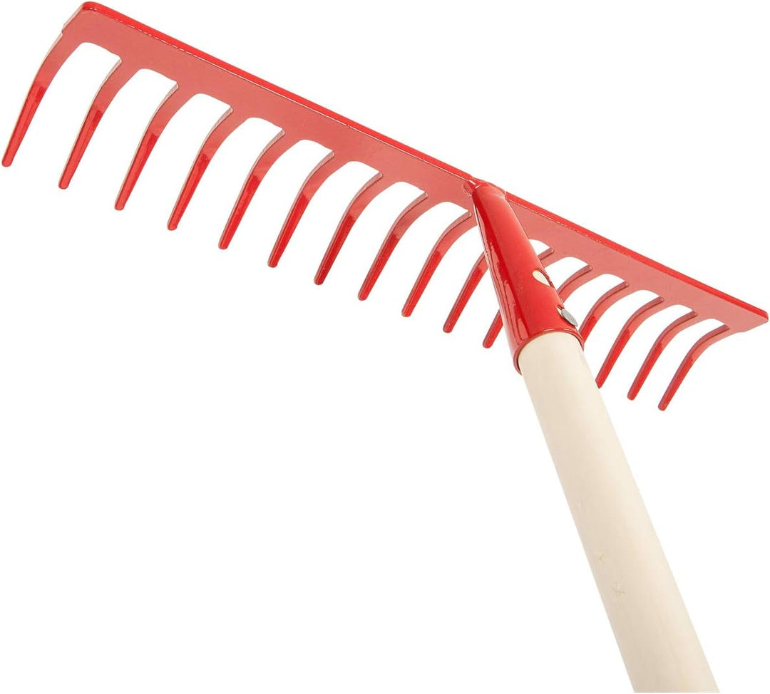 SHW-FIRE Effizientes Gärtnern mit 16 Zinken Rechen und 40cm Breiten Strassenbesen - Holzstiel inklus