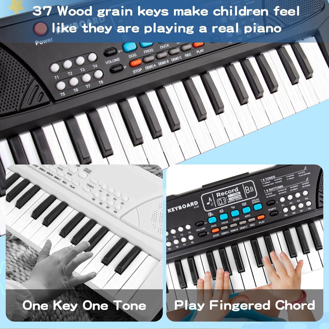 Klavier Keyboard, Digital Piano 37 Tasten Keyboard mit Mikrofon Multifunktions Musik Geschenk für Ki