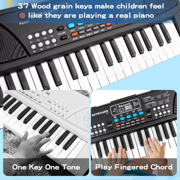 Klavier Keyboard, Digital Piano 37 Tasten Keyboard mit Mikrofon Multifunktions Musik Geschenk für Ki