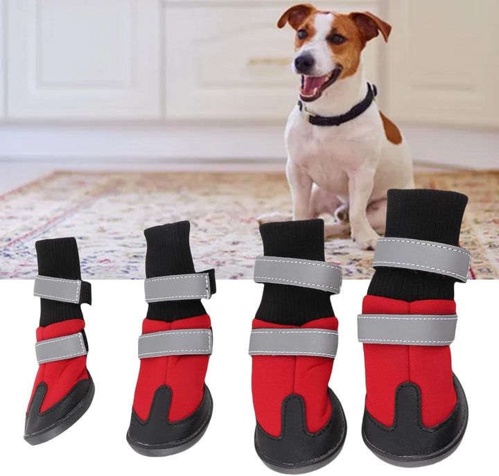 4 Stück Hundestiefel Schwarz Rutschfeste Hundeschuhe Wasserdichte warme Schutzstiefel für mittlere u