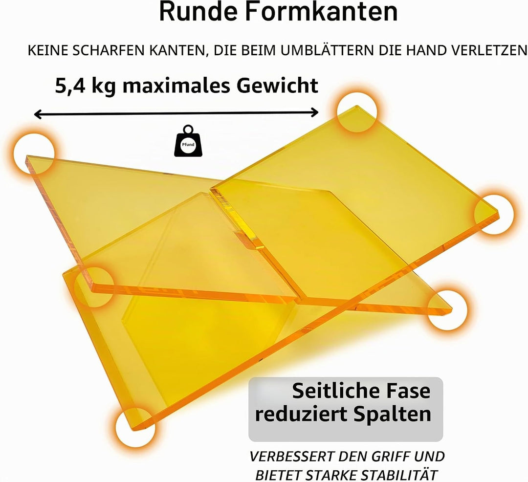 Honygebia Buchständer aus Acryl, Kreuzrahmen, offener Buchständer zum Ausstellen und Lesen, geeignet