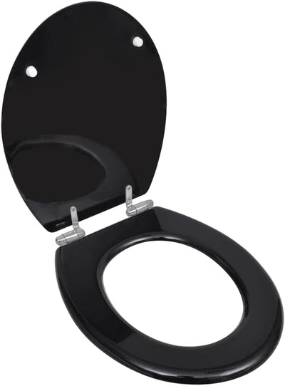 HOMIUSE Toilettensitze 2 Stk. mit Absenkautomatik MDF Schwarz Toilettendeckel Wc Sitz mit Absenkauto