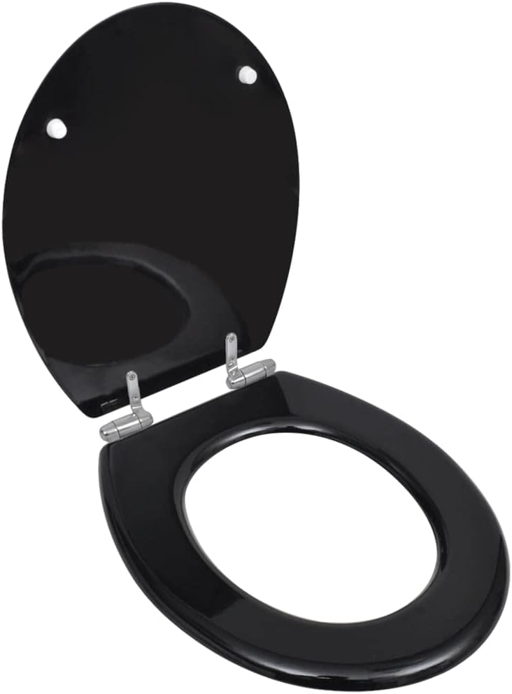 HOMIUSE Toilettensitze 2 Stk. mit Absenkautomatik MDF Schwarz Toilettendeckel Wc Sitz mit Absenkauto