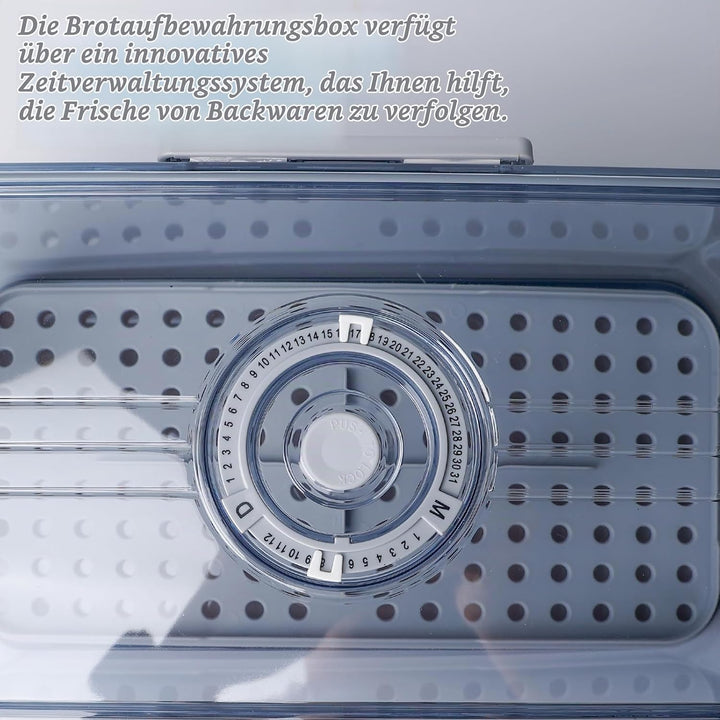 BAIFULAI Brotkasten Brotbox, Brot Aufbewahrungsbox, lebensmittelechtes PET-Material, Timing, Rutschf