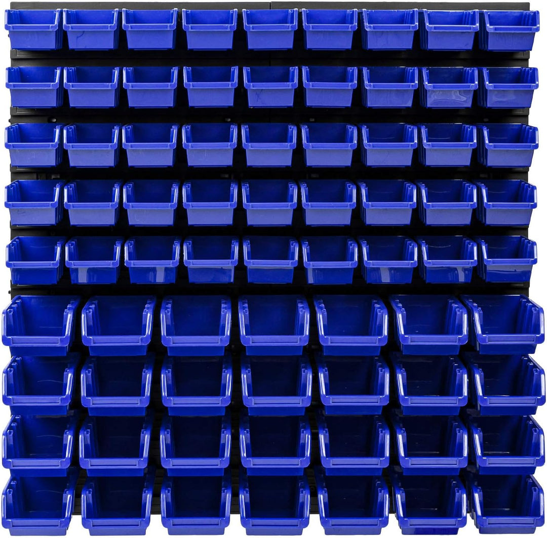 Lagersystem Stapelboxen Wandregal - 772 x 780 mm – 73 Stück Boxen Werkstatt Schüttenregal Werkzeuglo
