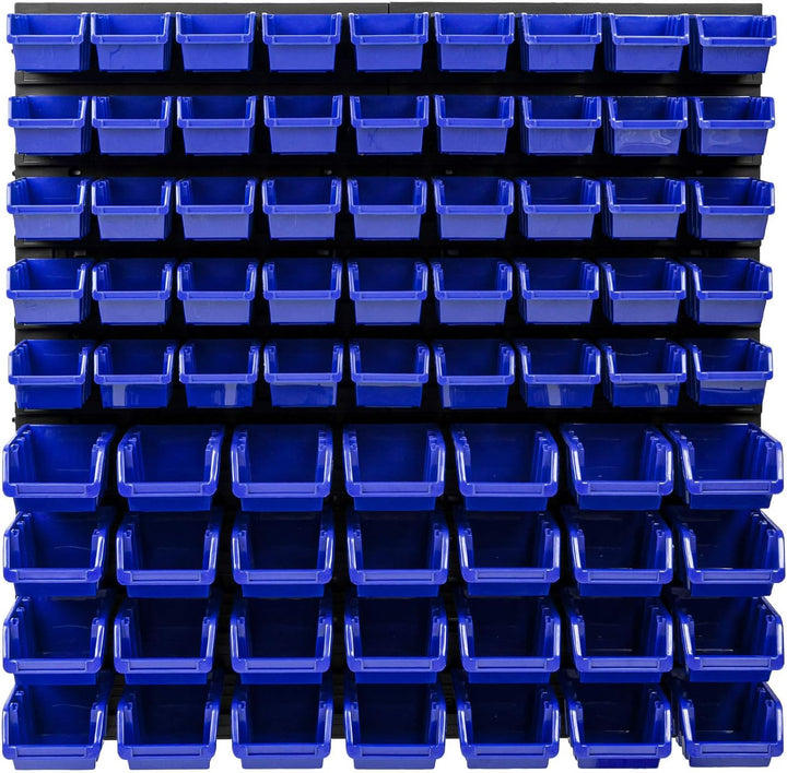 Lagersystem Stapelboxen Wandregal - 772 x 780 mm – 73 Stück Boxen Werkstatt Schüttenregal Werkzeuglo